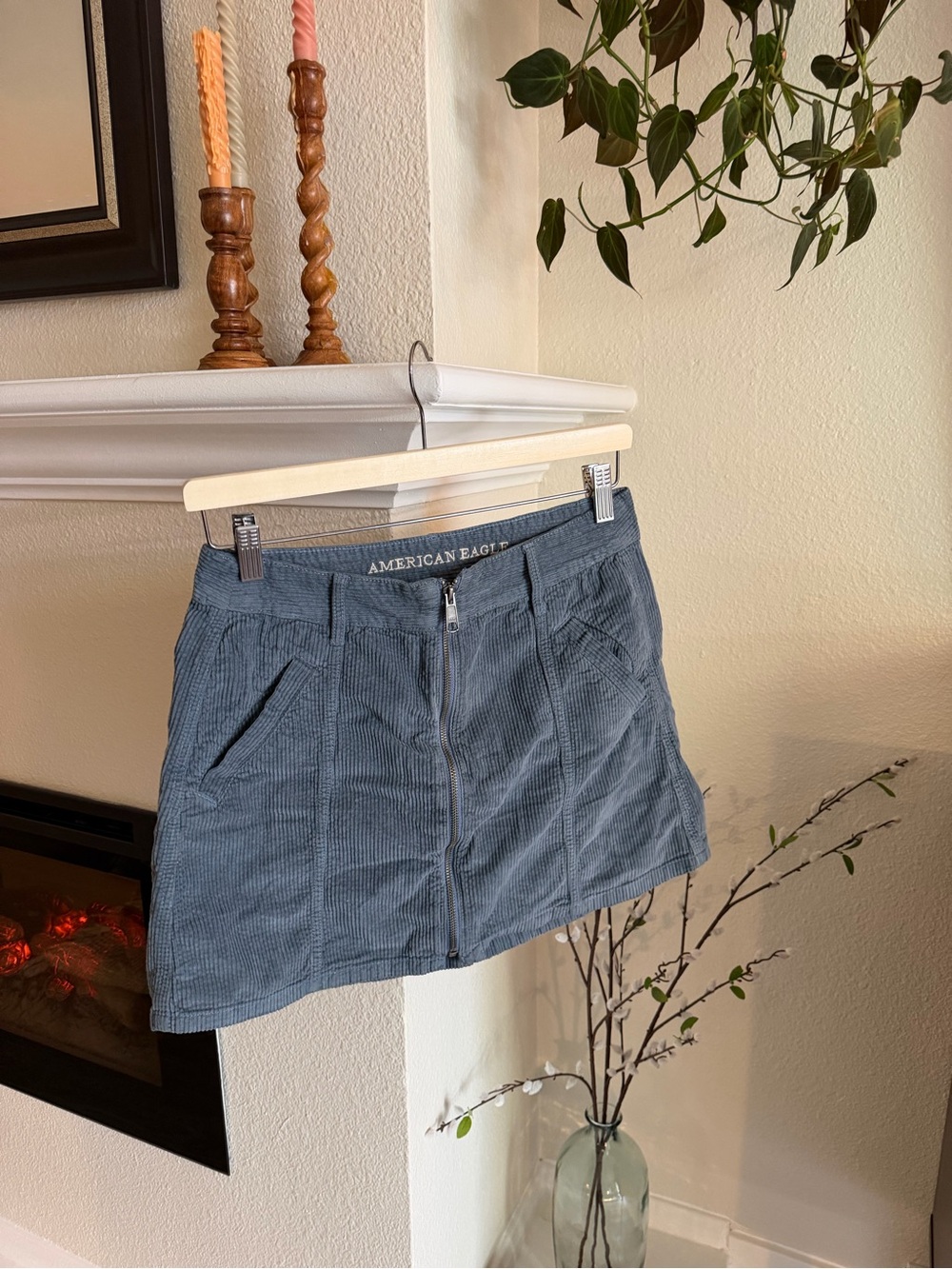 American Eagle Outfitters Blue Corduroy Mini Skirt